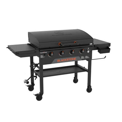 Blackstone 4-Burner 36" Omnivore Griddle with Hood and Extendable Side Shelves | Wayfair North America