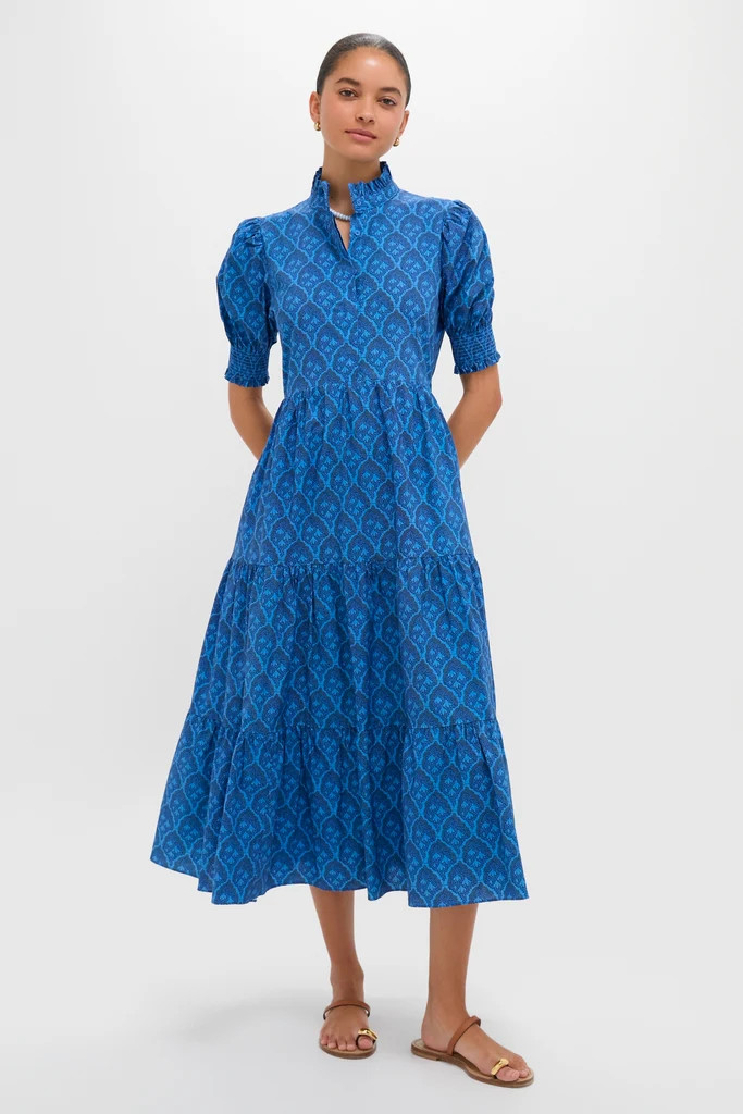 Navy & Cerulean Floral Bennett Midi Dress | Tuckernuck (US)