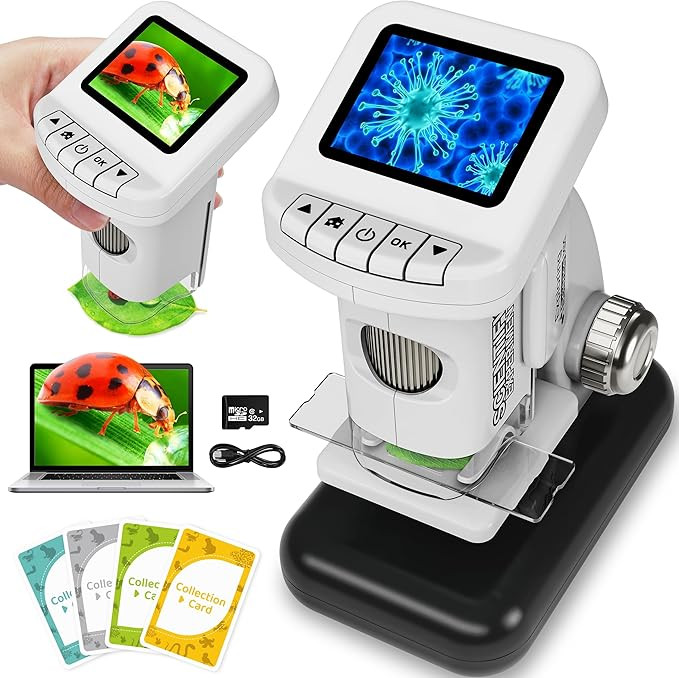 Rechargeable Digital Microscope for Kids 1200X - 2'' LCD Screen STEM Toy with 32G SD Card for Pho... | Amazon (US)