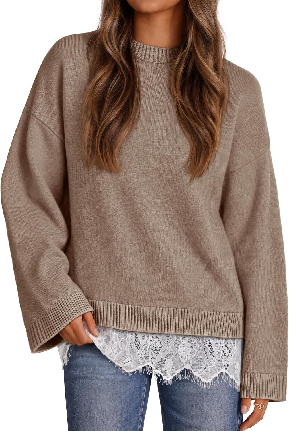 MEROKEETY Women's Fall Oversized Lace Sweaters 2026 Trendy | Amazon (US)