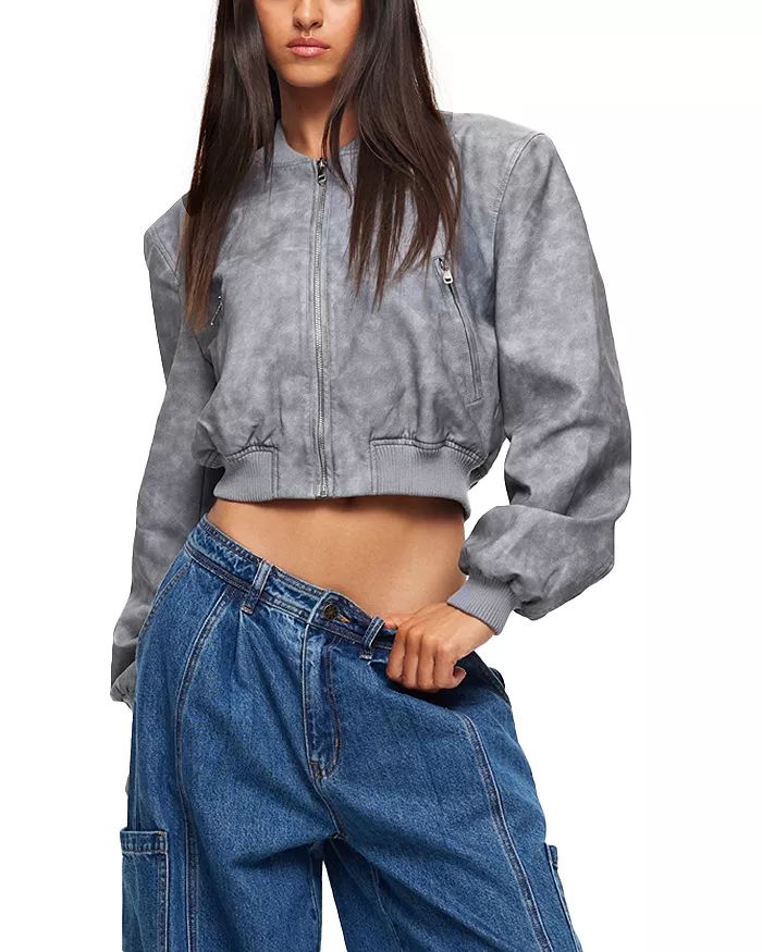 Allure Faux Leather Cropped Bomber Jacket | Bloomingdale's (US)