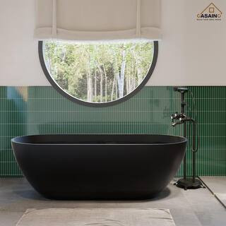 59 in. x 30 in. Soaking Bathtub in Matte Black | The Home Depot