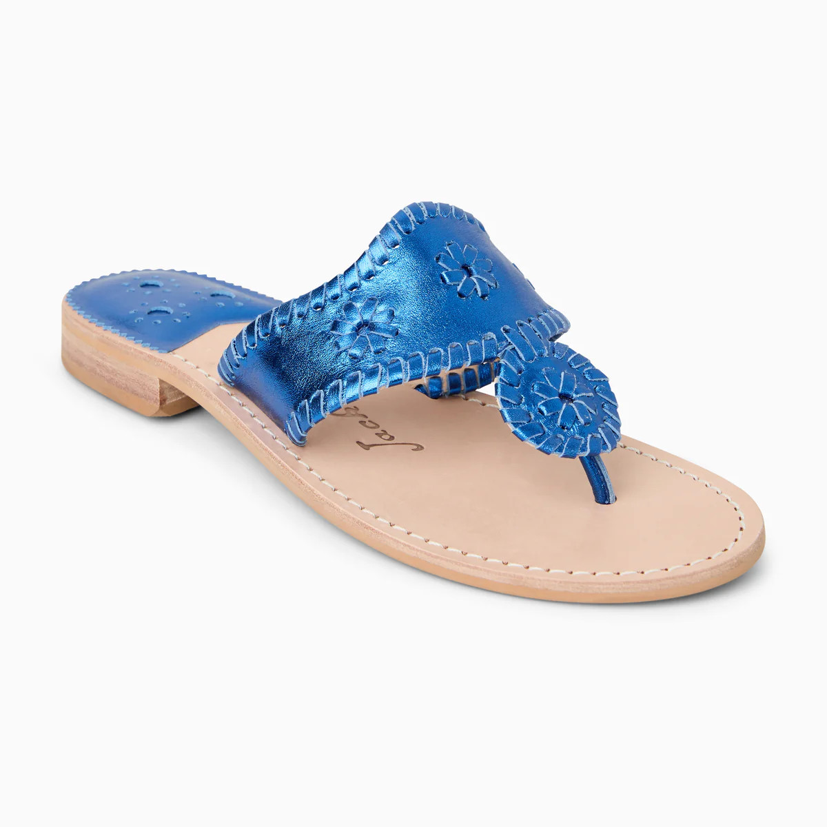 Jack Rogers Jacks Sandal | Metallic Nappa Leather | Deep Sapphire | Jack Rogers