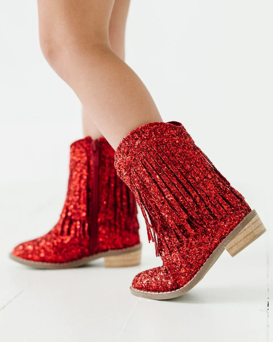 Red Glitter Fringe Western Boot | Bums & Roses