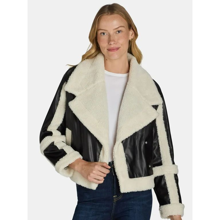 Madden NYC Women's and Women's Plus Faux Shearling Moto Jacket | Walmart (US)