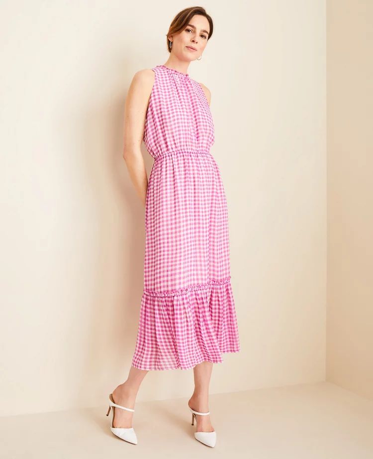 >Gingham Midi Dress | Ann Taylor (US)
