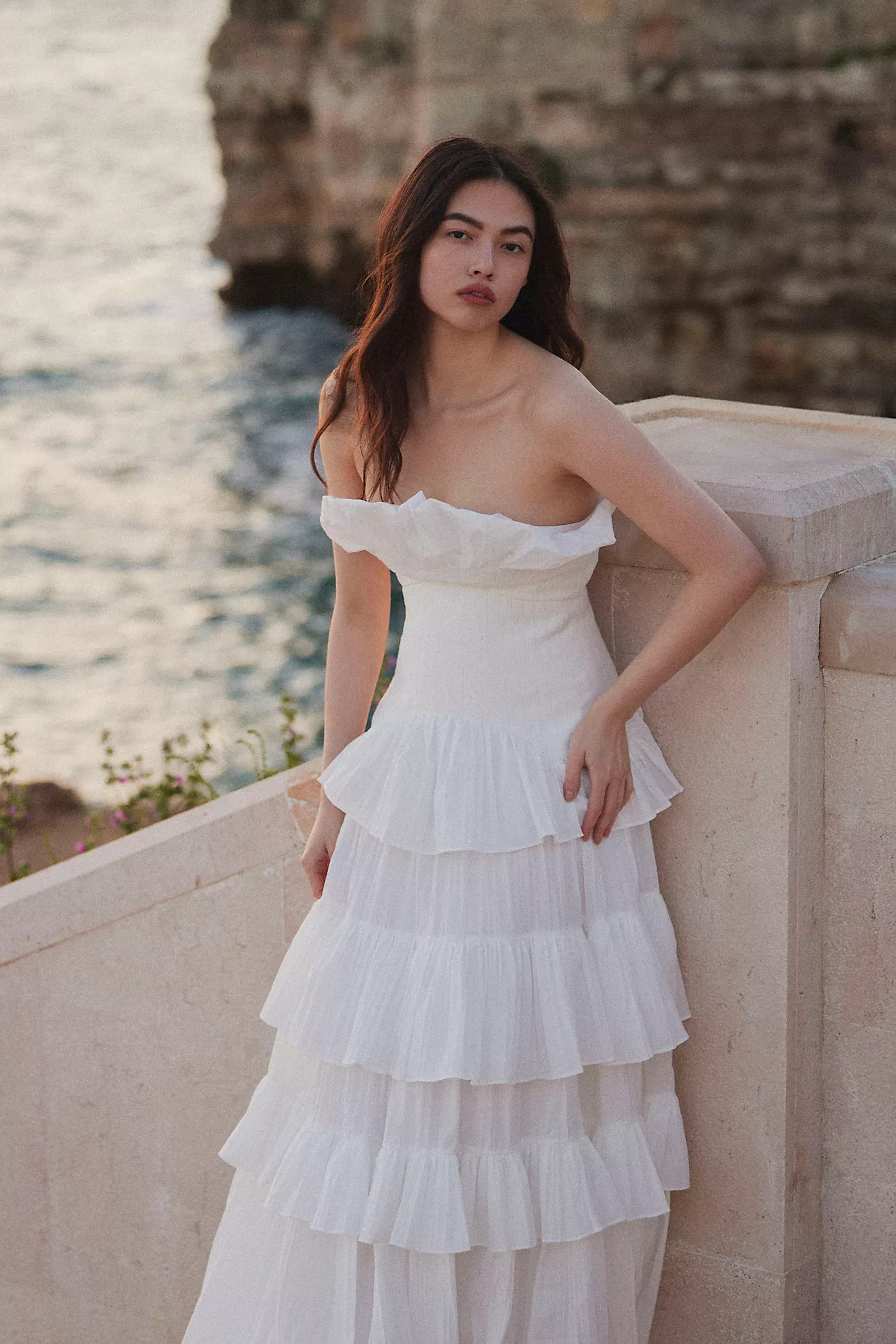 Acler Dickinson Strapless Tiered Wedding Gown | Anthropologie (US)