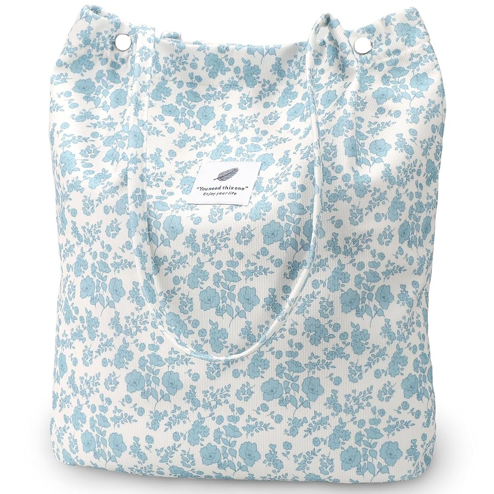 Ayieyill Corduroy Tote Bag for Women Canvas Shoulder Cord Purse with Inner Pocket | Amazon (US)