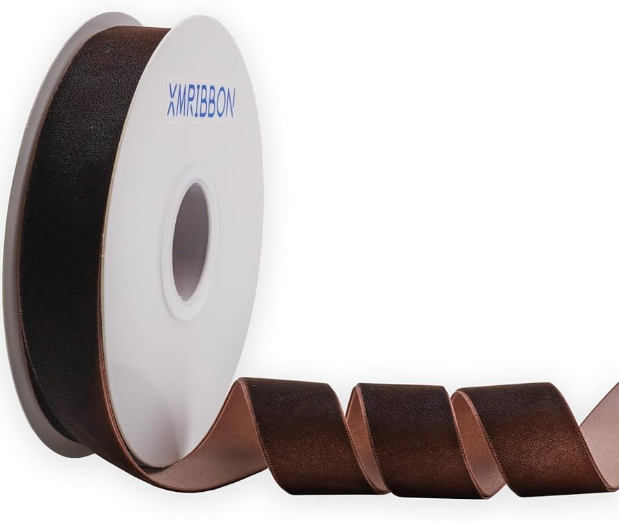 Coffee Velvet Ribbon Single Sided, 1 Inch by 10 Yards Spool（Brown） | Amazon (US)