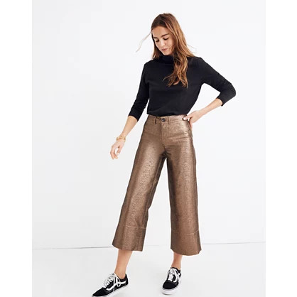 Langford Wide-Leg Crop Pants in Metallic | Madewell