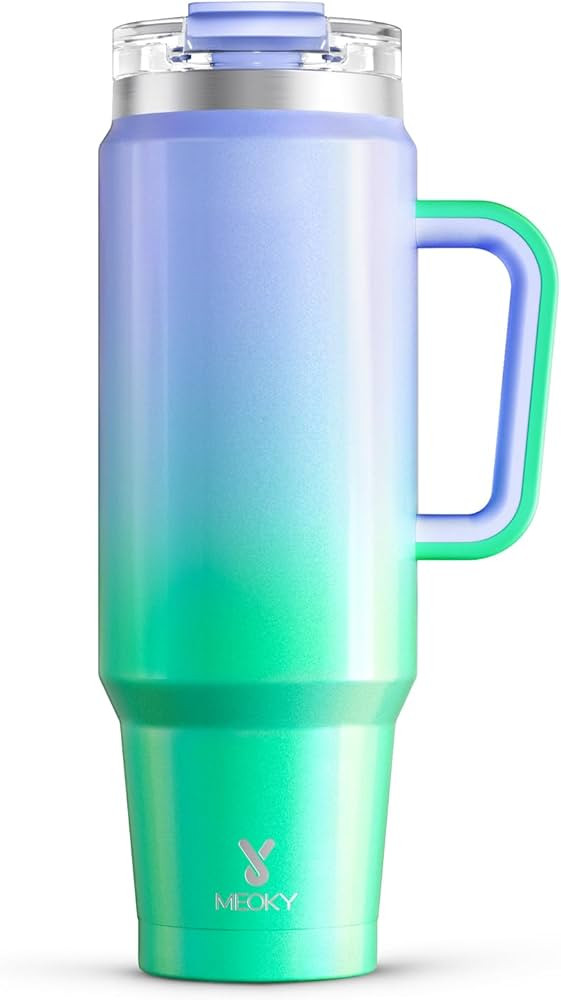 Meoky 40 oz Tumbler with Handle and Straw, Insulated Tumbler with Lid and Straw, Stainless Steel ... | Amazon (US)