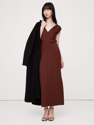 Lightweight Ponte Bias-Cut Midi Dress | Banana Republic (US)