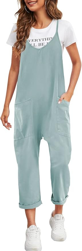 Nirovien Womens Oversized Sleeveless Jumpsuits Spaghetti Strap Loose Overalls with Pocket One Pie... | Amazon (US)