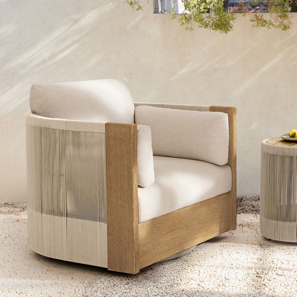 Porto Swivel Chair, Driftwood, Set of 2 | West Elm (US)