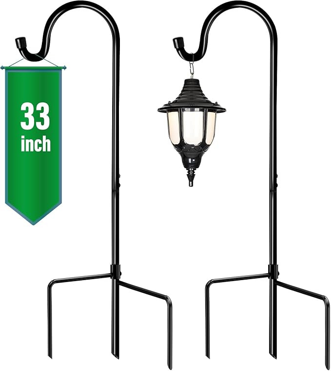 GOFORWILD Shepherd Hook 2 Pack Black, 33 inches Tall, Made of Premium Metal for Garden Decor, Pla... | Amazon (US)