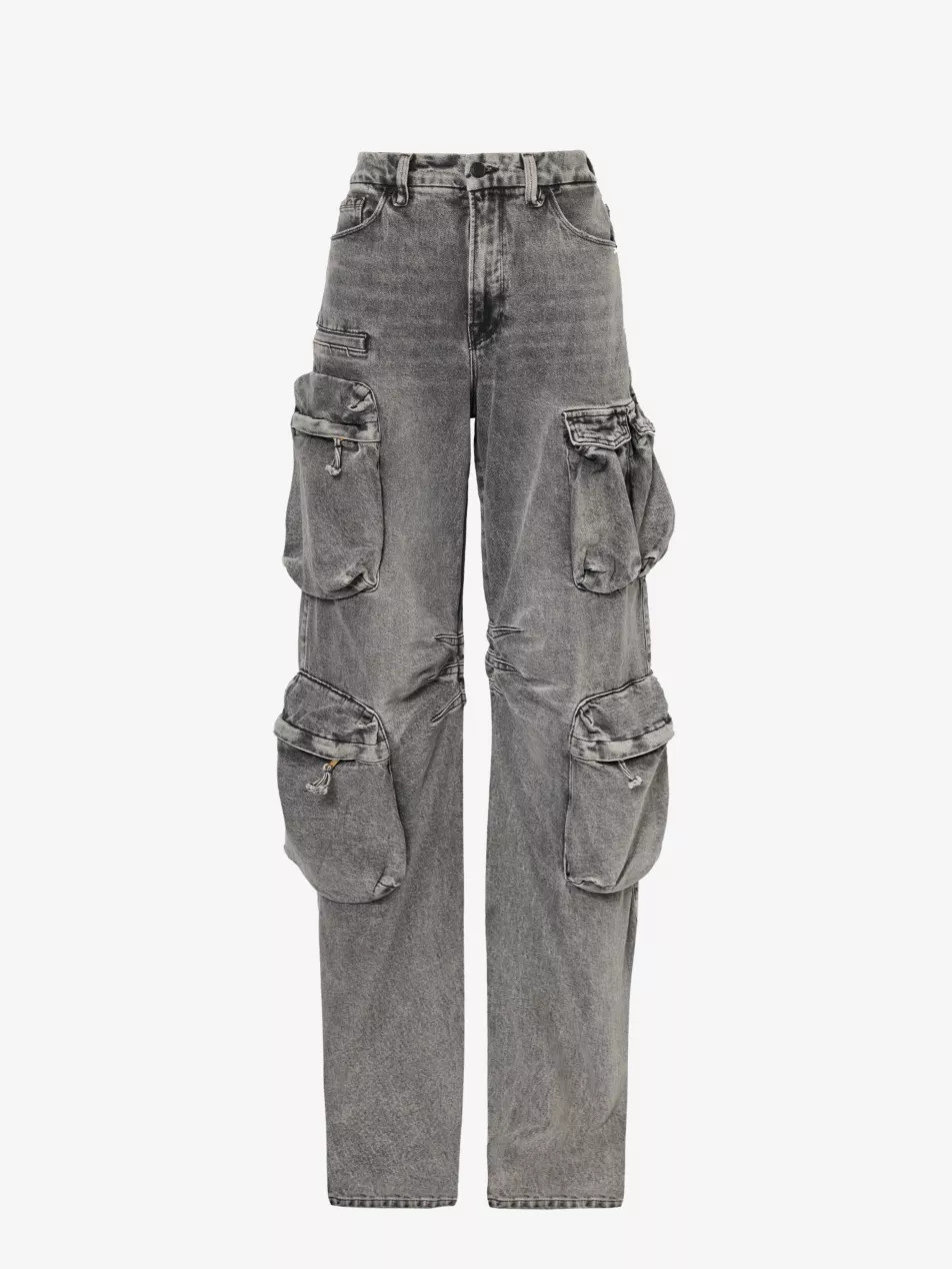 Regular-fit high-rise denim-blend cargo trousers | Selfridges