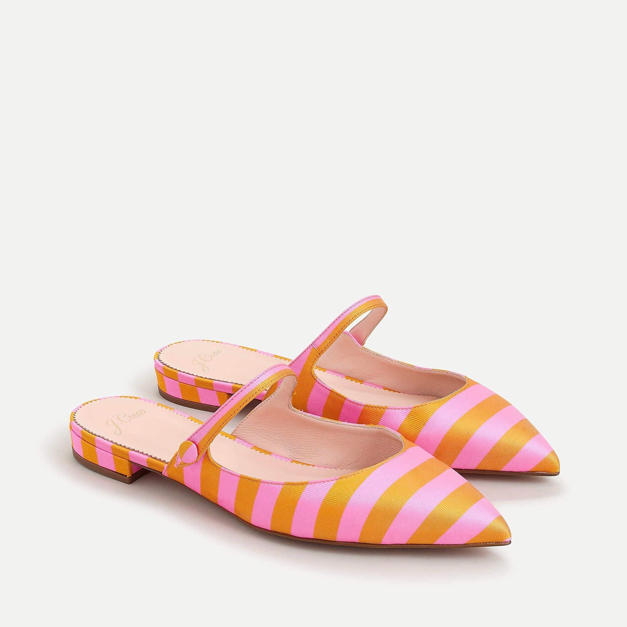 Pointed-toe Mary Jane mules in striped tie silk | J.Crew US