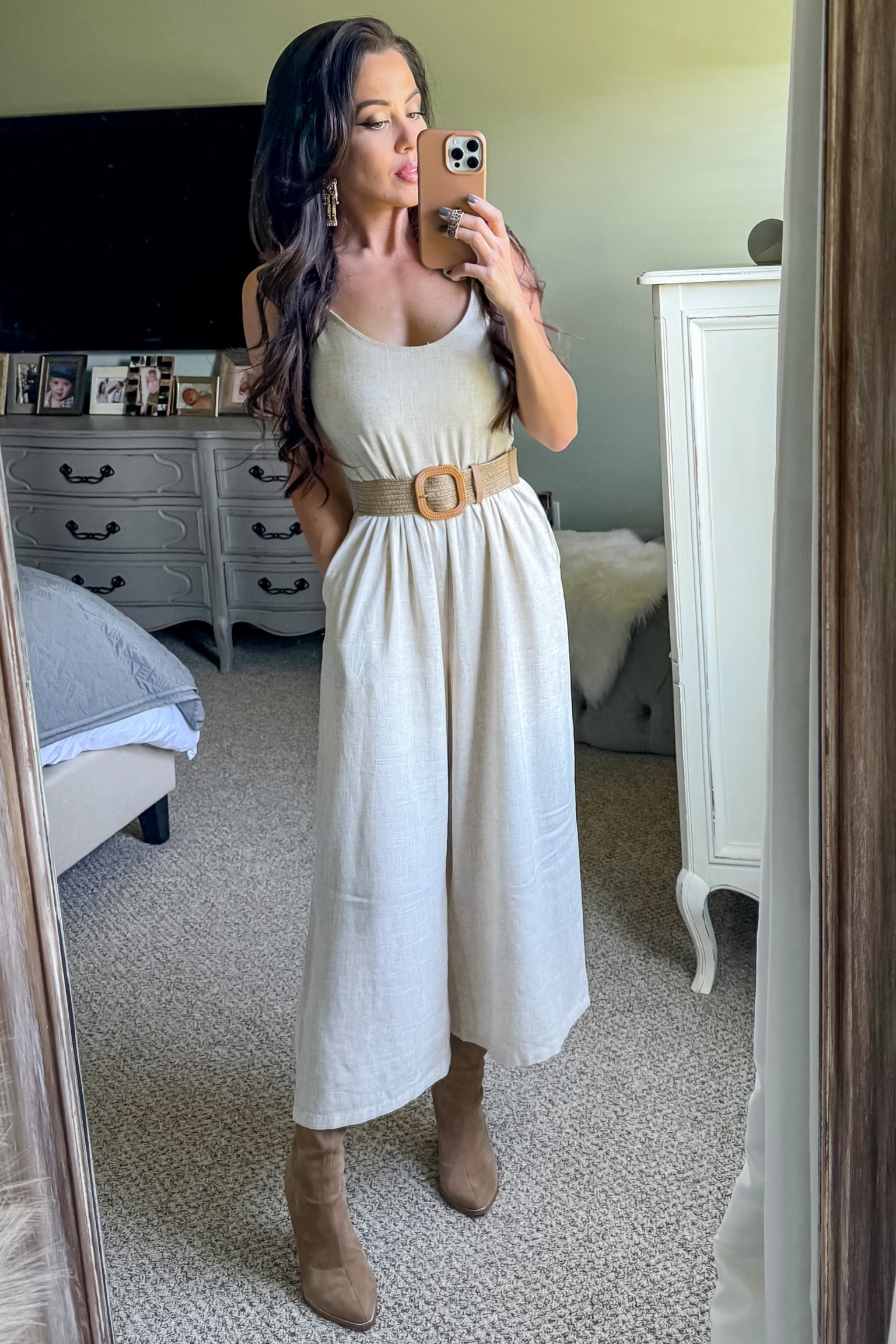 Fall fashion. Apple picking. Linen jumpsuit. Tan sock booties  

#LTKSeasonal #LTKshoecrush #LTKfindsunder50