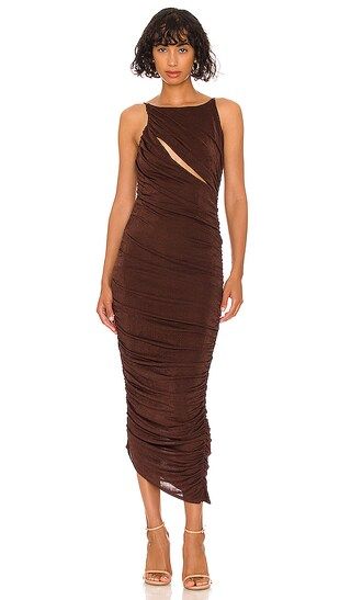 Hayes Midi Dress in Chocolate Brown | Revolve Clothing (Global)