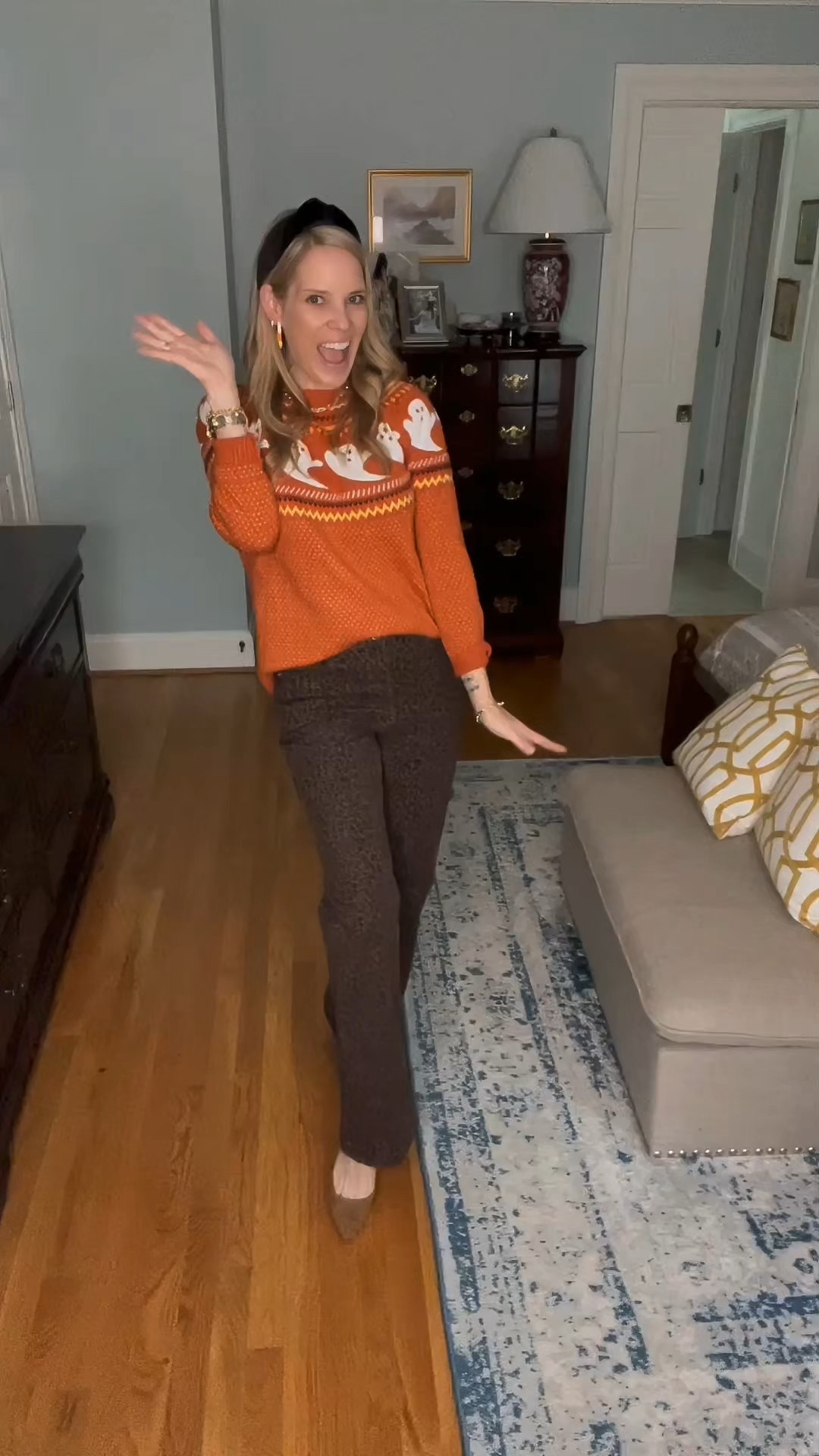 Spooky season style 👻✨ This cozy ghost print turtleneck sweater is the perfect mix of festive + chic for fall! I paired it with flare leopard jeans for a fun twist and classic pointed-toe pumps for a polished finish. My velvet knotted headband adds that effortless preppy vibe, while candy corn earrings bring in a touch of playful Halloween fun 🍬🎃. Layered gold jewelry completes the look for an outfit that’s cute, comfy, and seasonal!

Whether you’re heading to a fall party, trick-or-treat night, or just want to add subtle spooky touches to your everyday style, this outfit is festive without being over-the-top. Pair with jeans, skirts, or faux leather leggings for endless Halloween outfit inspo.

🛍️ Shop the look:
👻 Ghost Sweater (Amazon find!)
🐆 Flare Leopard Jeans
👠 Classic Pointed Toe Pumps
🎀 Velvet Knotted Headband
🍬 Candy Corn Earrings (BaubleBar + Kendra Scott options!)
✨ Layered Gold Jewelry (Melinda Maria + Abbott Lyon favorites!)

⸻

 ghost sweater, Halloween outfit ideas, fall fashion inspo, Amazon fall sweaters, BaubleBar Halloween earrings, Kendra Scott candy corn, Melinda Maria jewelry, Abbott Lyon watch, cozy fall outfits, spooky chic style


#LTKOver40 #LTKFindsUnder50 #LTKFindsUnder100

#LTKFindsUnder50 #LTKFindsUnder100 #LTKOver40