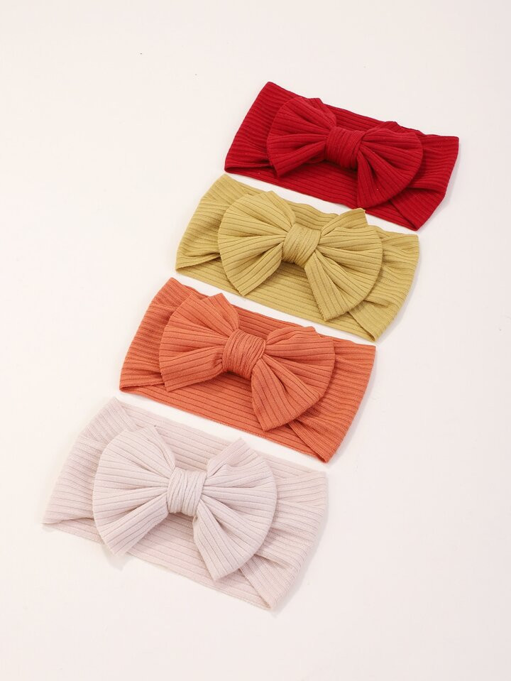 5pcs Random Candy Colored Wide Headband With Bow For Kids, Girls' Festival Hair Accessories | SHEIN