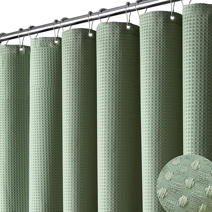 Dynamene Sage Green Shower Curtain - Waffle Textured Heavy Duty Thick Fabric Shower Curtains for ... | Amazon (US)