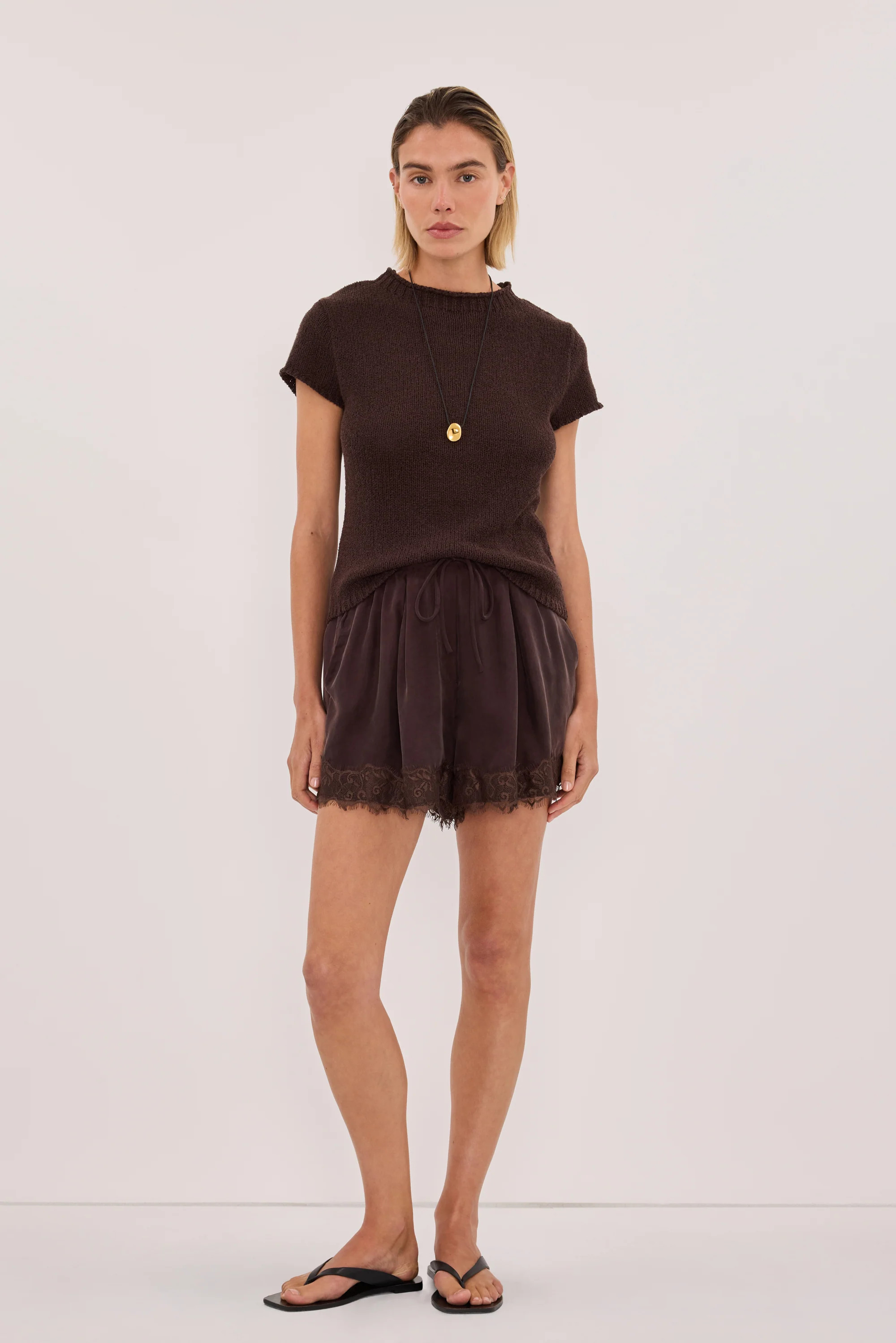 ANDREA PLUM CHOC CUPRO LACE SHORT | DISSH