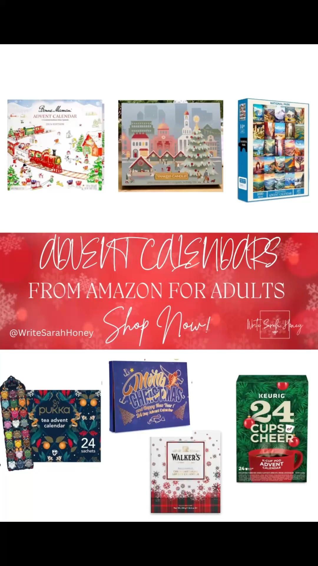 Countdown to the holidays in style! Check out these Advent Calendars  and unwrap a little magic every day. Follow Write Sarah Honey!! Shop Now! 

#AdventCalendar #HolidayCountdown #GiftIdeas #HolidayMagic #ShopNow #CountdownToChristmas #FestiveFun #HolidayGifts #UnwrapTheJoy #SeasonOfSurprises #HolidayShopping #ShopAmazon #HolidayDeals #GiftIdeas #AmazonFinds #LastMinuteGifts #AmazonShopping #HolidayGiftGuide #SeasonOfGiving #ShopNow #AmazonHolidays #HolidayMustHaves