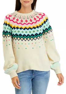 Women's Long Sleeve Fairisle Crew Neck Sweater | Belk