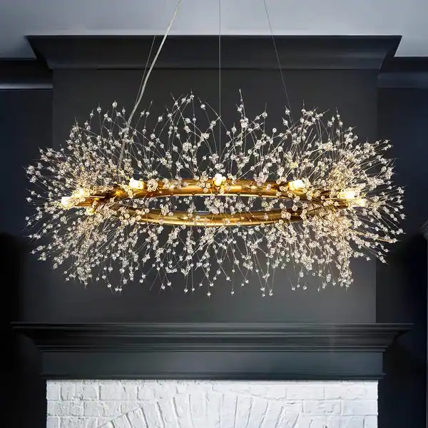 Modern Firework Crystal Chandelier for Dining Room and Living Room - W 39.4" - Antique Bronze | Bed Bath & Beyond