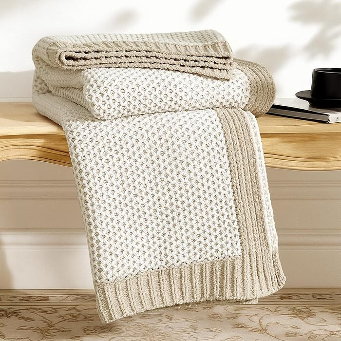 Amélie Home Honeycomb Knit Throw Blanket for Couch, Dual-Sided Soft Chenille Decorative Blankets... | Amazon (US)