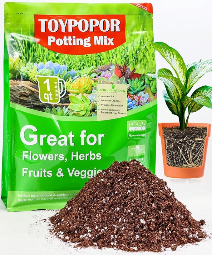 TOYPOPOR Potting Soil for All Indoor Houseplants, Contains Perlite, Peat Moss, Coco Coir and Rice... | Amazon (US)