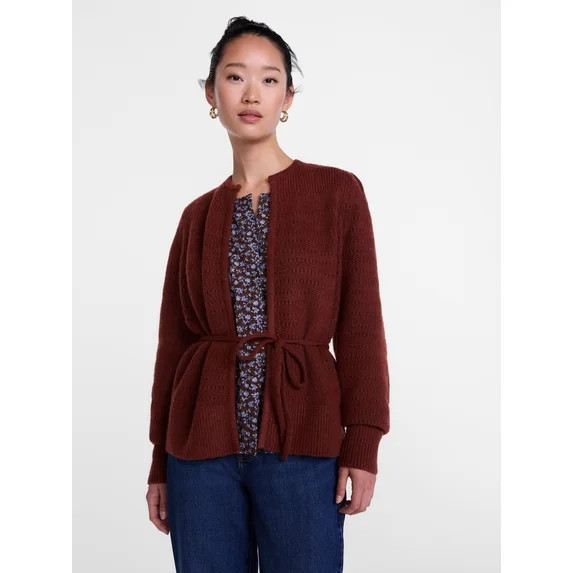 Scenario Women's and Women's Plus Open Tie Cardigan Lightweight Sweater with Long Sleeves, Sizes ... | Walmart (US)