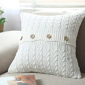 Amazon.com: vctops Cotton Cable Knit Pillow Cover Soft Warm Throw Pillow Case Cushion Cover Decor... | Amazon (US)