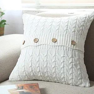 Amazon.com: vctops Cotton Cable Knit Pillow Cover Soft Warm Throw Pillow Case Cushion Cover Decor... | Amazon (US)