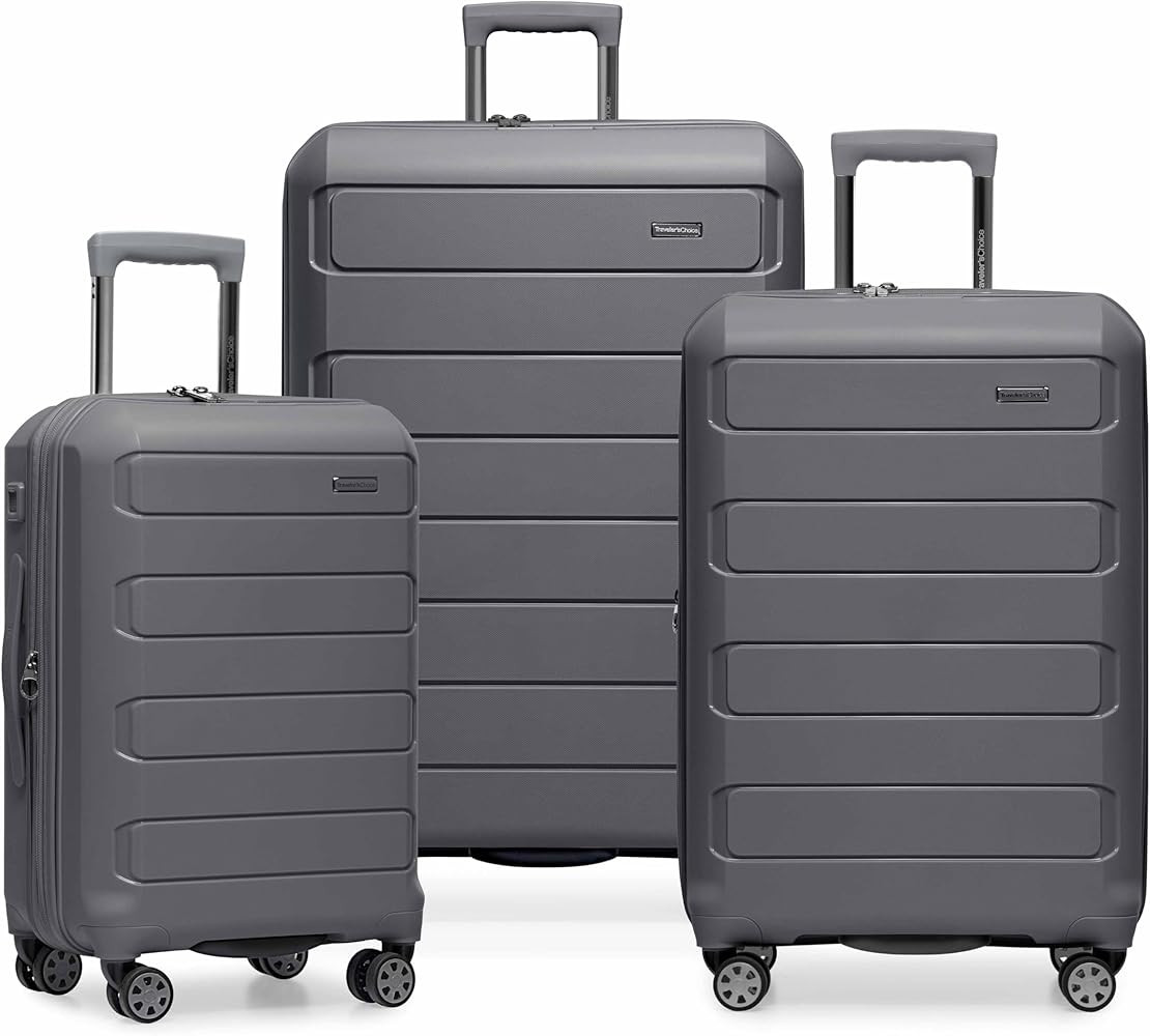 Traveler's Choice Pagosa Indestructible Hardshell Expandable Spinner Luggage, Gray, 3-Piece Set (... | Amazon (US)