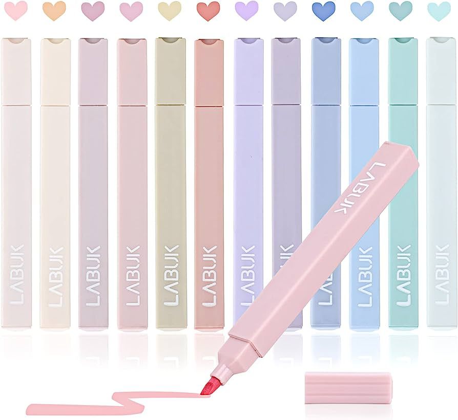 LABUK 12pcs Pastel Highlighters Aesthetic Cute Bible Highlighters and Pens No Bleed, with Mild As... | Amazon (US)