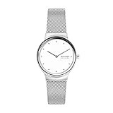 Skagen Women's Freja Quartz Analog Stainless Steel and Stainless Steel Mesh Watch, Color: Silver Mes | Amazon (US)