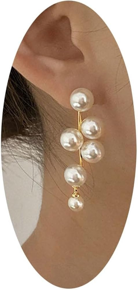 FUTIMELY Long Pearl Drop Dangle Earrings for Women,Boho 14K Gold Plated Vintage Freshwater Pearl ... | Amazon (US)