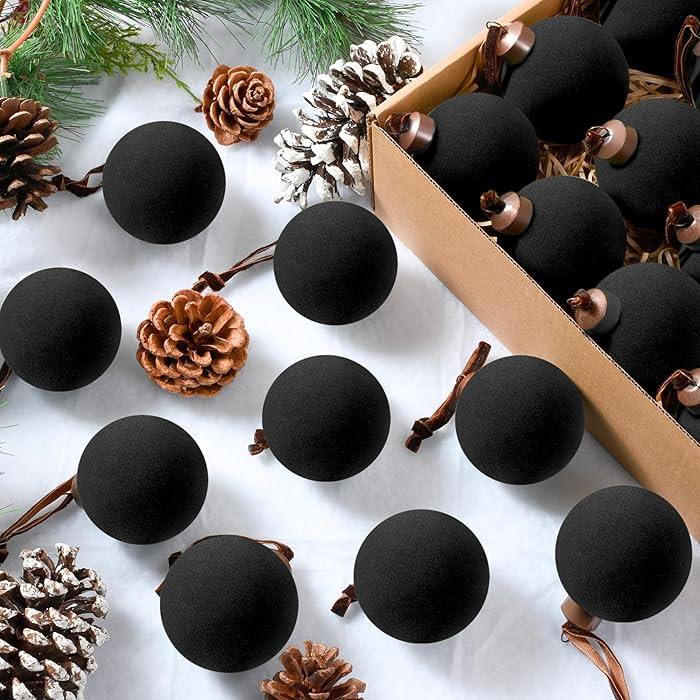 Palonu 30 Pcs Velvet Christmas Balls,2.4 Inch Flocked Ornaments with Velvet Ribbons, Shatterproof... | Amazon (US)