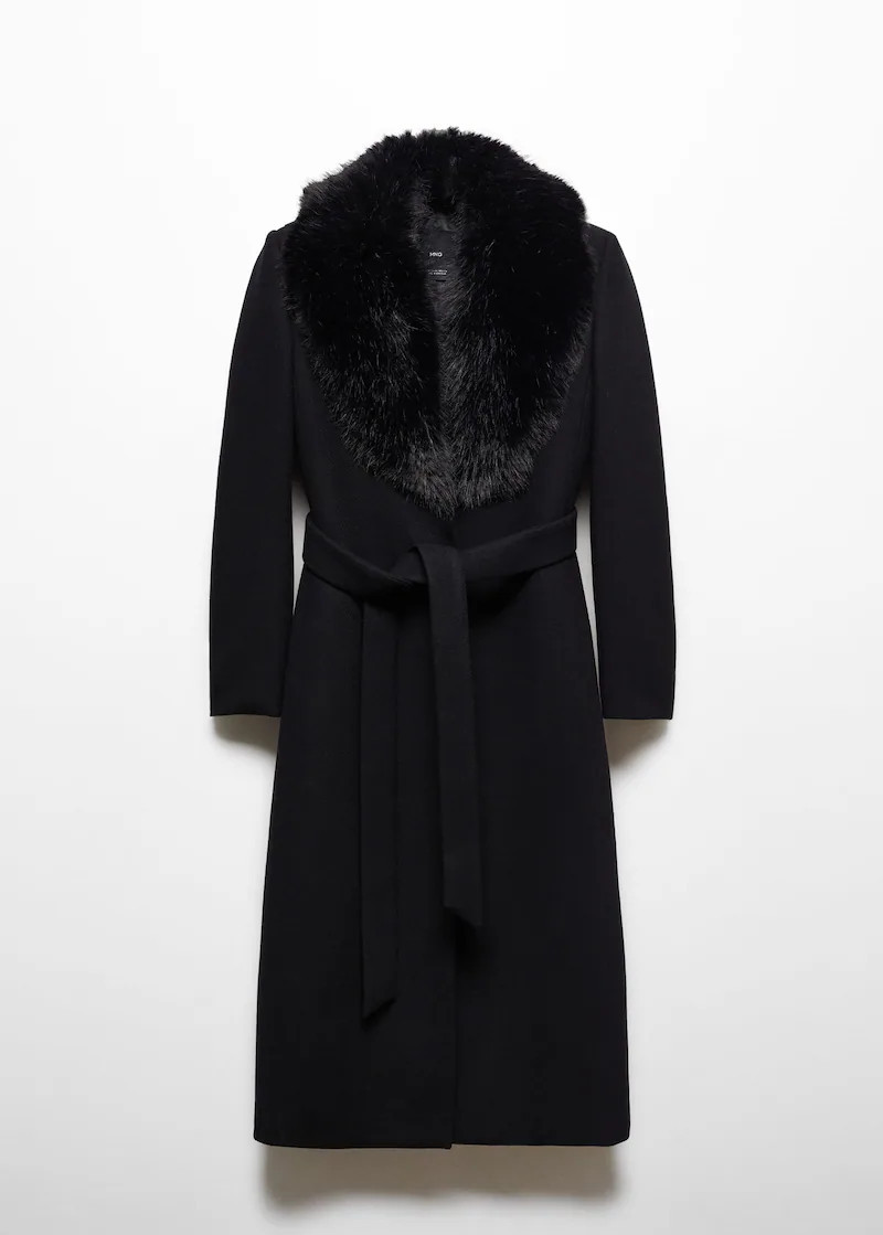 Manteco wool coat with detachable fur collar -  Women | Mango USA | MANGO (US)