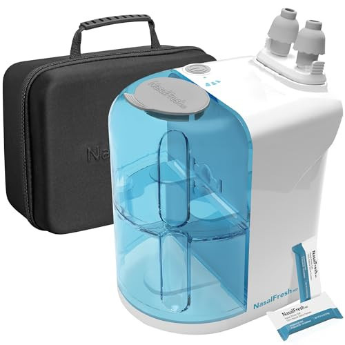 NASALFRESH MD Premium Bundle–Dual Powered Nasal Irrigation System Nasal Rinse and Wash, Sinus Decongestant Relief System, 60 Saline Packets, Case, Rechargeable, 2 Sets of Nose Pillows–Snoring Remedy | Amazon (US)