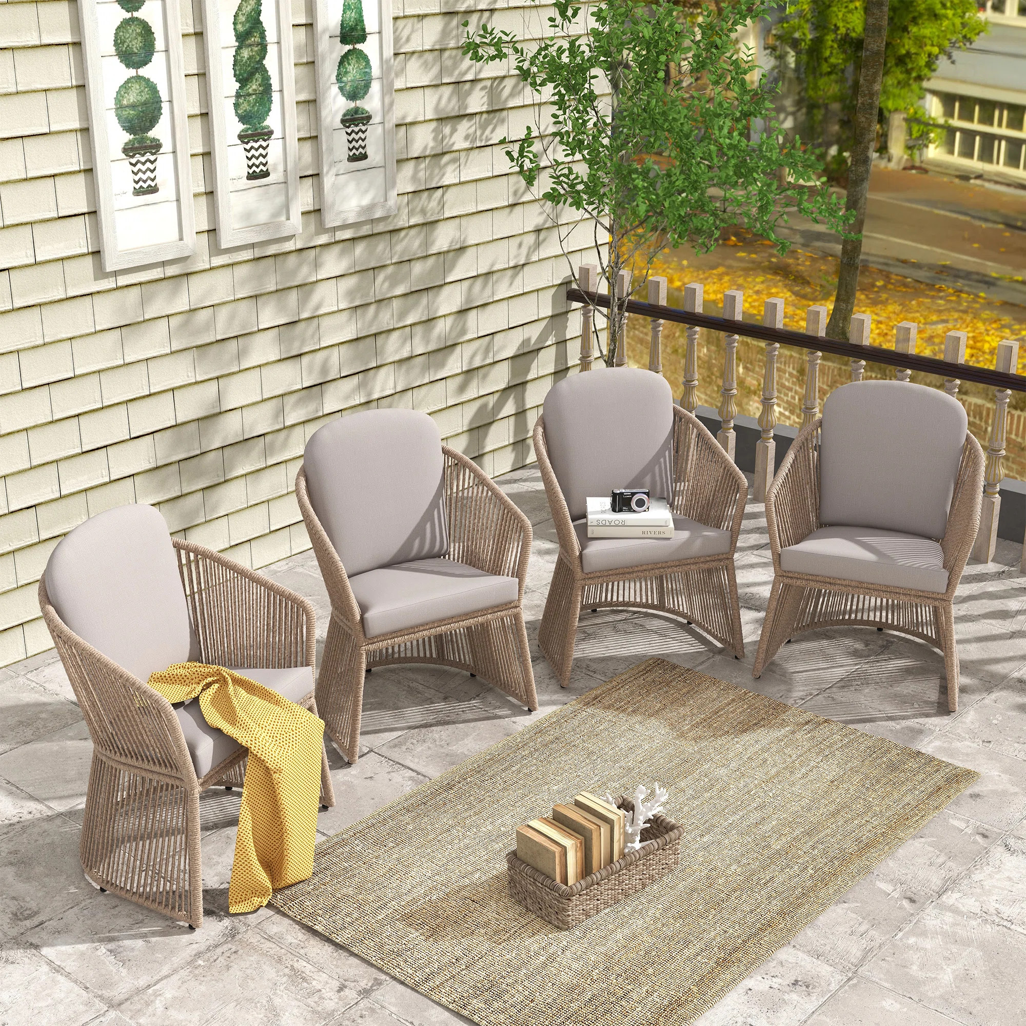 Outdoor Dining Armchair With Cushion | Wayfair North America