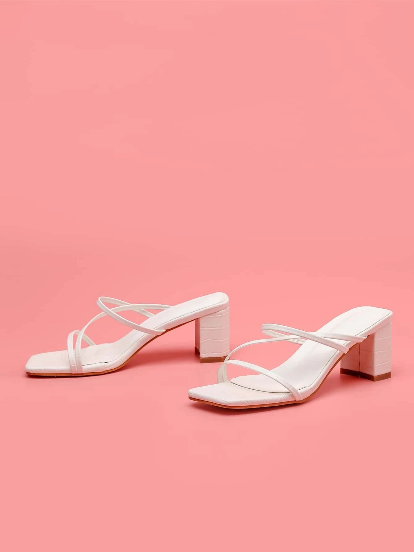 Thin Strap Chunky Heeled Mules | SHEIN