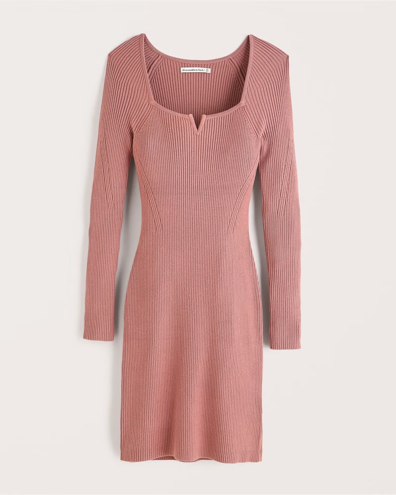 Notch-Neck Mini Sweater Dress | Abercrombie & Fitch (US)