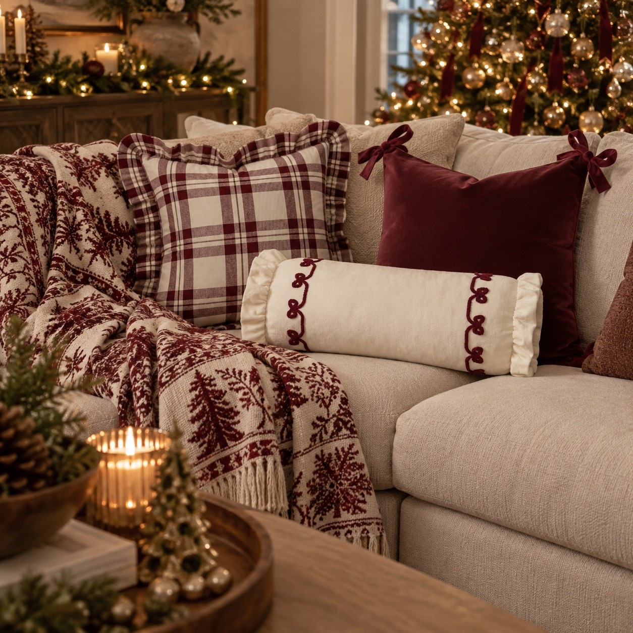 Walmart Christmas pillows are here 🎄🤎 These new My Texas House finds are SO good this year! I love the mix of burgundy plaid, velvet bows, and the sweetest bow-detail lumbar pillow. The rich burgundy + creamy neutrals make it easy to create a cozy, collected Christmas look without going over-the-top. Perfect for a sofa, accent chair, or holiday bedroom. ✨

Walmart Christmas decor | My Texas House Christmas | Walmart Christmas pillows | burgundy Christmas decor | cozy Christmas living room | neutral Christmas decor | Christmas home finds

#LTKootd #LTKHome #LTKSaleAlert