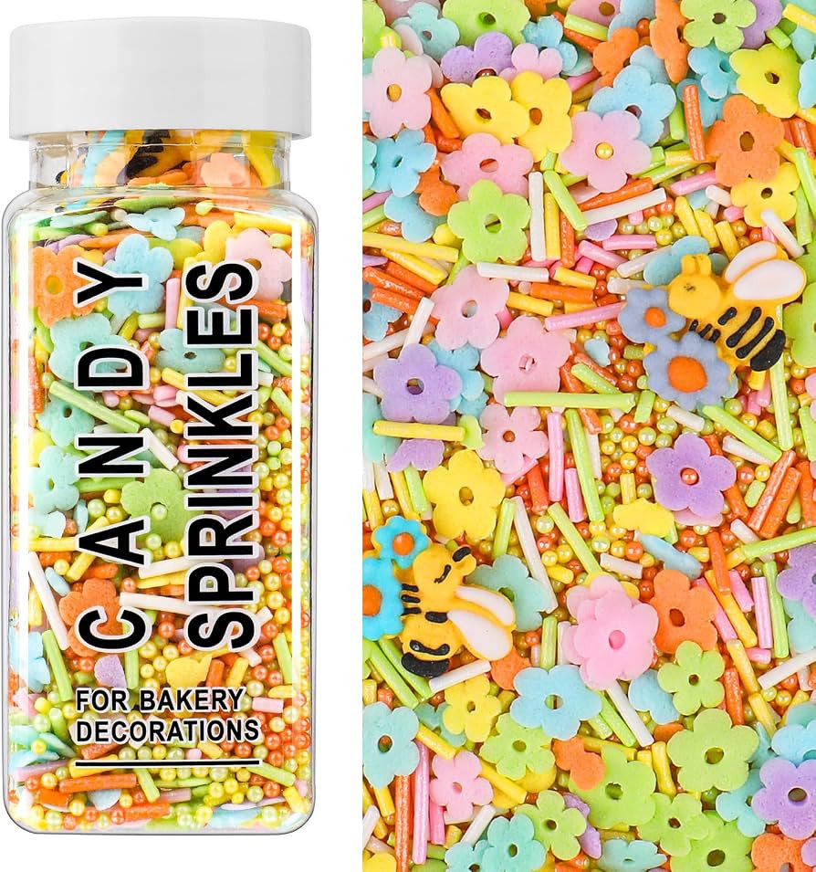 Flower Sprinkles for Cake Decorating, 4.6oz Edible Spring Summer Colorful Sprinkles with Flowers ... | Amazon (US)