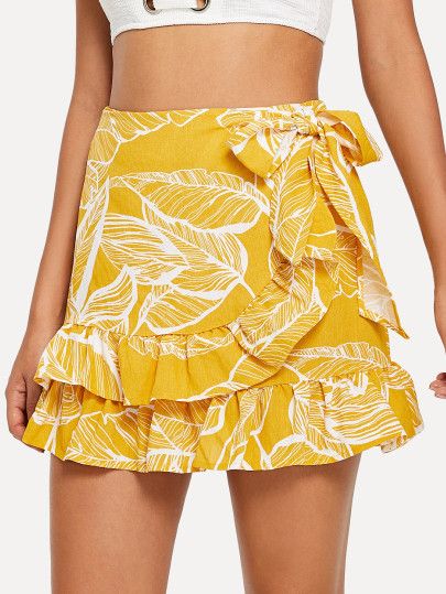 Ruffle Hem Printed Skirt | SHEIN