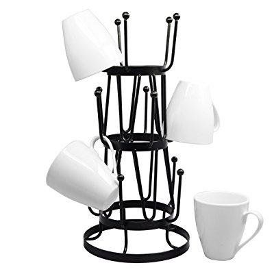 stylish steel mug tree holder organizer rack stand (black) | Walmart (US)