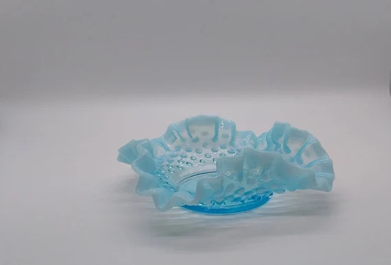 Glass, Fenton, Blue Opalescent Hobnail, Crimped, Ruffle Edge, vintage circa 1940's  6 inch bowl. | Etsy (CAD)